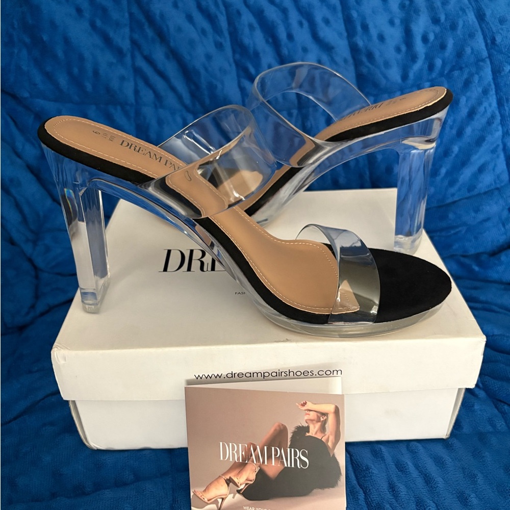 Dream Pairs Black and Transparent Heels